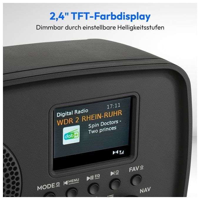 Bluetooth DAB+, UKW, FM Radio Persönlich Wasserfest IPX1  Life DRE-1 (Schwarz) 