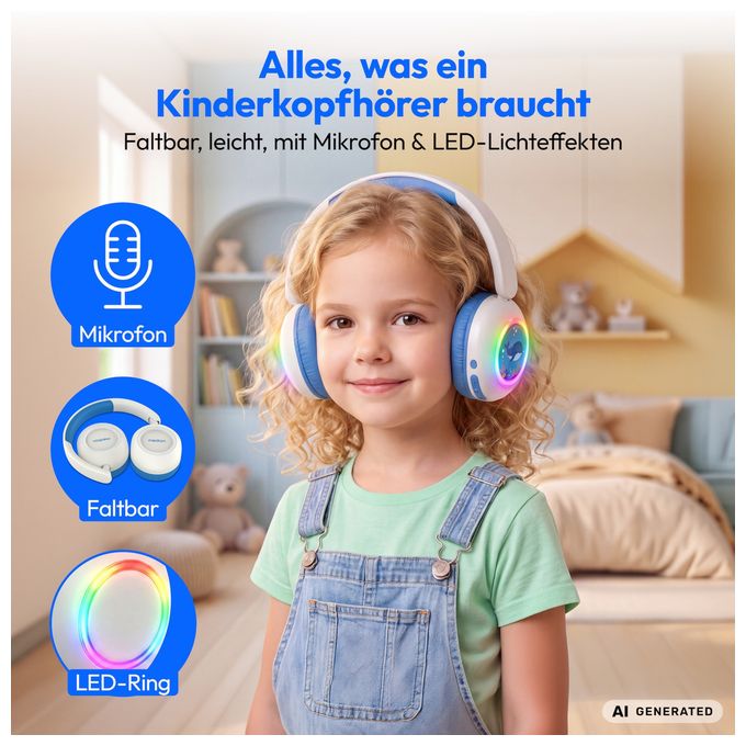 Bluetooth Kopfhörer kabelgebunden/kabellos USB Typ-C  LIFE HE-1 (Weiß/Blau) 