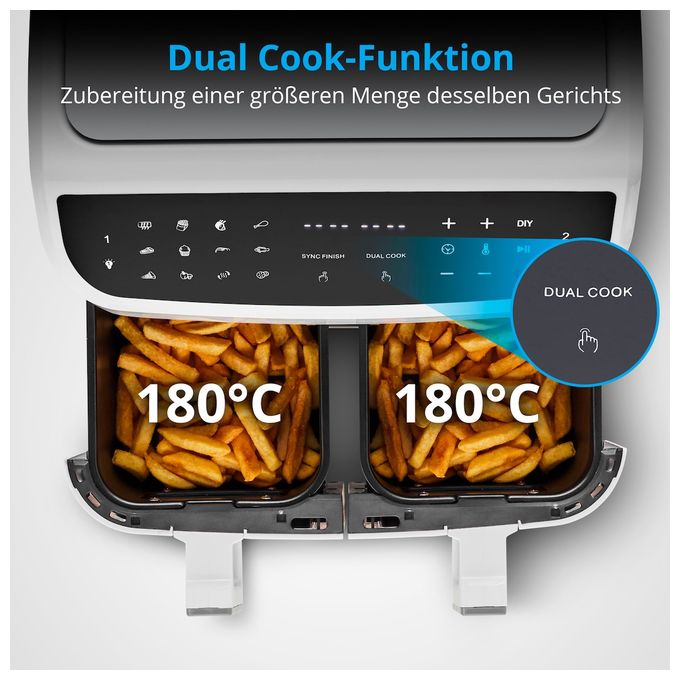 Doppel Heißluftfritteuse 8,7 l 2600 W  Life P20 XXL MD11760 (Weiß) 