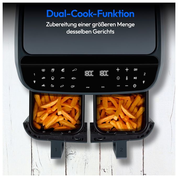 Doppel Heißluftfritteuse 8,7 l 2600 W  Life P20 XXL Twin (Schwarz) 