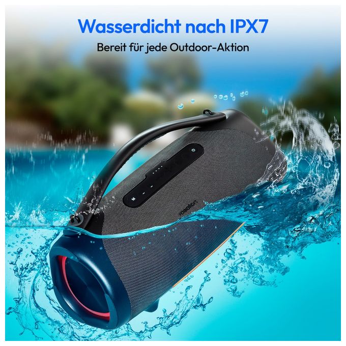 100 W Bluetooth Lautsprecher IPX7 Laufzeit bis 30 h  Life P61768 (Grau) 