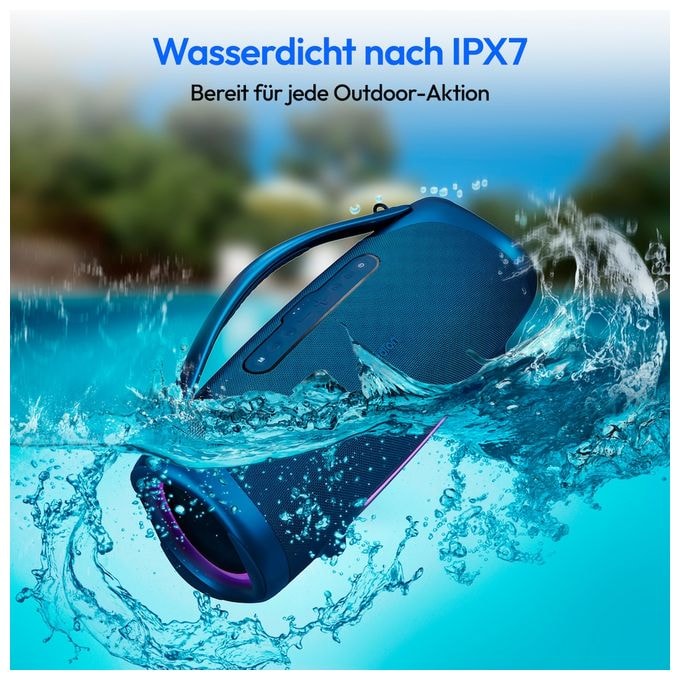 100 W Bluetooth Lautsprecher IPX7 Laufzeit bis 30 h  Life P61768 (Blau) 