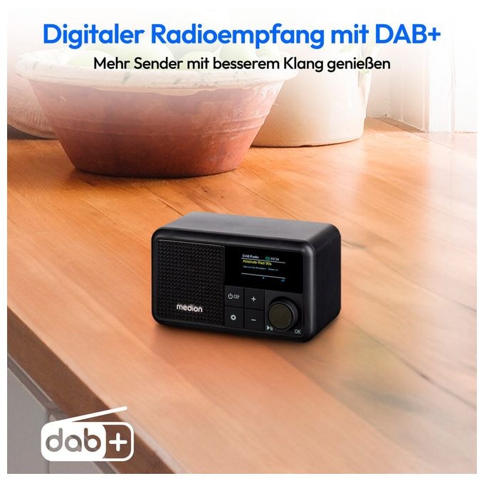 Bluetooth DAB+, UKW Radio Tragbar IPX1  Life S66822 (Schwarz) 