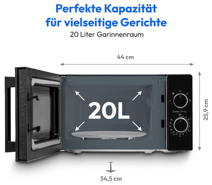 Freistehende Mikrowelle 800 W Größe: klein 5 Stufen  MD12011 (Schwarz) 