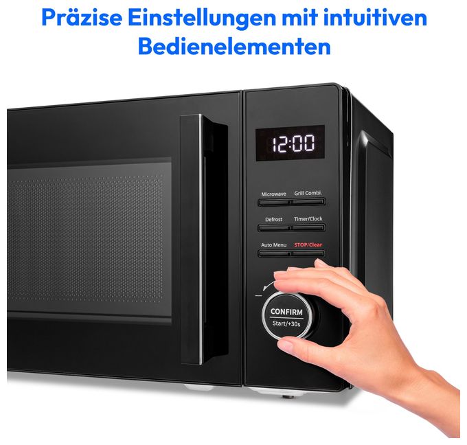 Freistehende Mikrowelle 800 W Größe: klein 5 Stufen Grill  MD12021 (Schwarz) 
