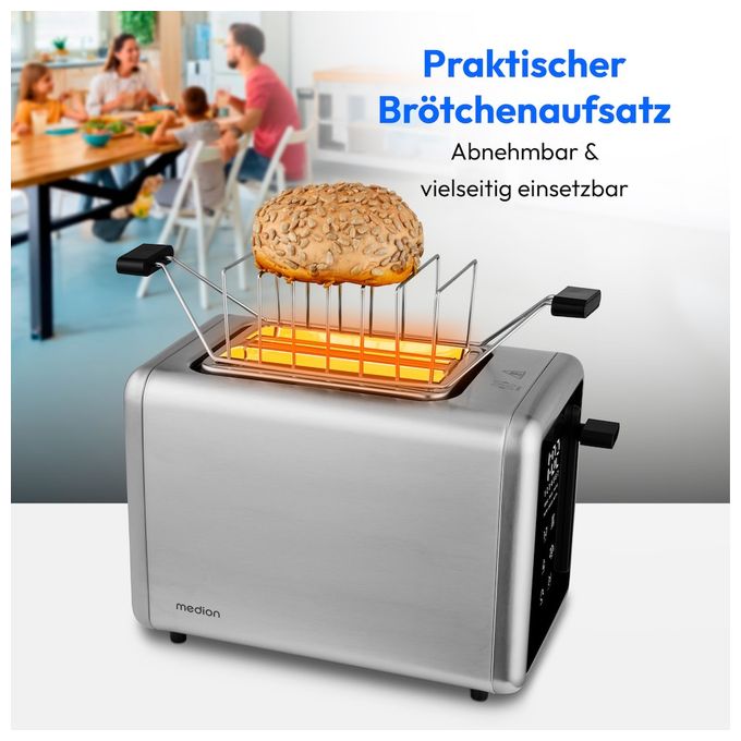 Toaster 850 W 2 Scheibe(n) 7 Stufen  MD12102 (Silber, Schwarz) 