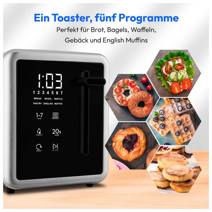 Toaster 1450 W 4 Scheibe(n) 7 Stufen  MD12103 (Silber) 