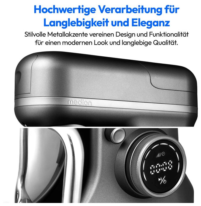 1200 W Küchenmaschine 5 l  MD18440 (Grau) 