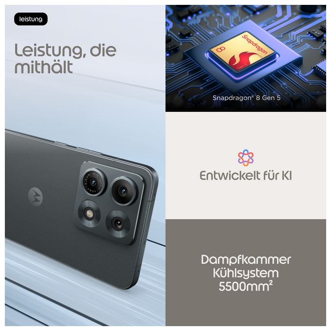 256 GB 5G Smartphone 17,3 cm (6.8 Zoll) Android 50 MP Dual Kamera Dual Sim WiFi 7 (PANTONE Dark Shadow) Edge 70 max 