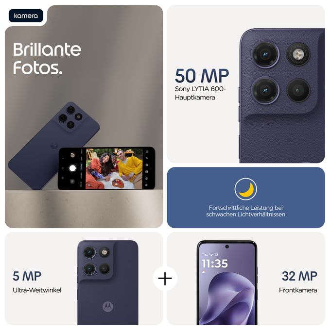 256 GB 4G Smartphone 17,1 cm (6.72") 2,0 GHz Android 50 MP Dual Kamera Dual Sim WiFi 5 (PANTONE Evening Blue) moto g17 
