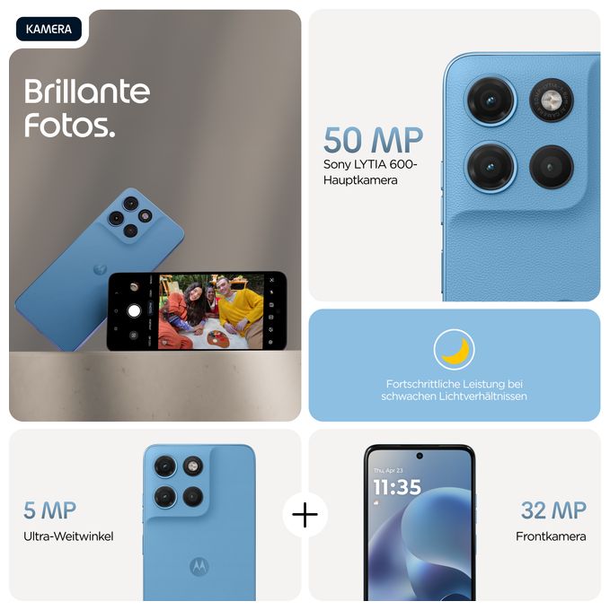 256 GB 4G Smartphone 17,1 cm (6.72") 2,0 GHz Android 50 MP Dual Kamera Dual Sim WiFi 5 (PANTONE Alaskan Blue) moto g17 