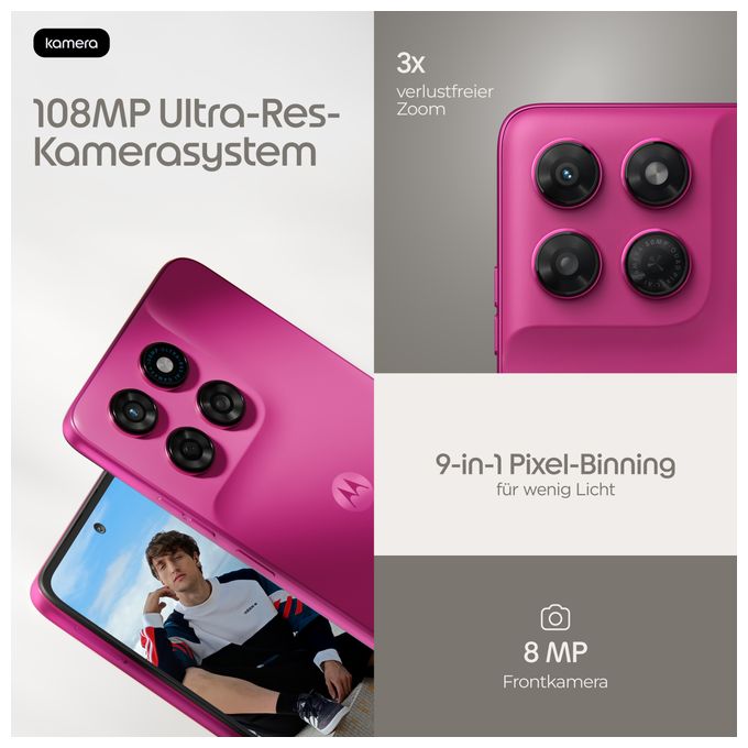128 GB 5G Smartphone 16,9 cm (6.67 Zoll) Android 108 MP Dual Kamera Dual Sim WiFi 5 (PANTONE Fuchsia Red) Moto G47 