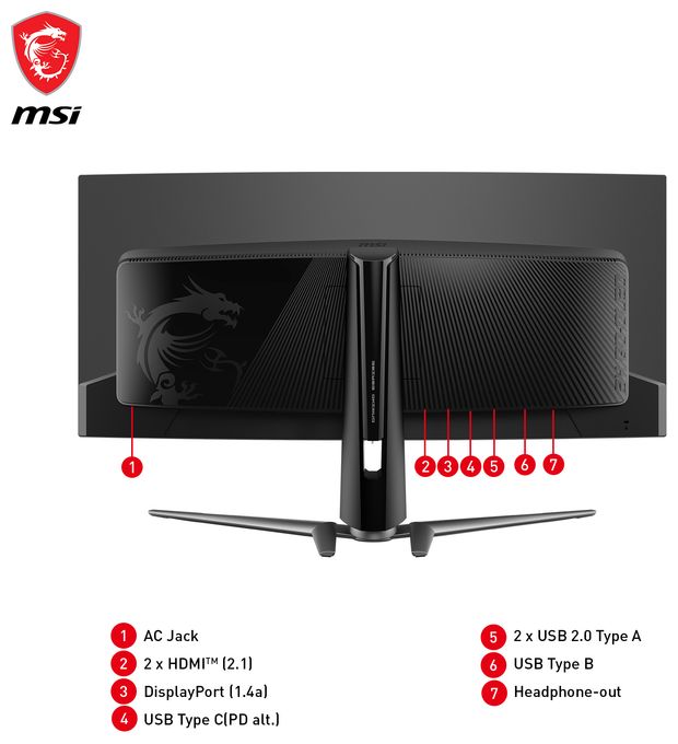 Quad HD Monitor 86,4 cm (34 Zoll) 21:9 0,03 ms  MAG 341CQPDE (Schwarz) 
