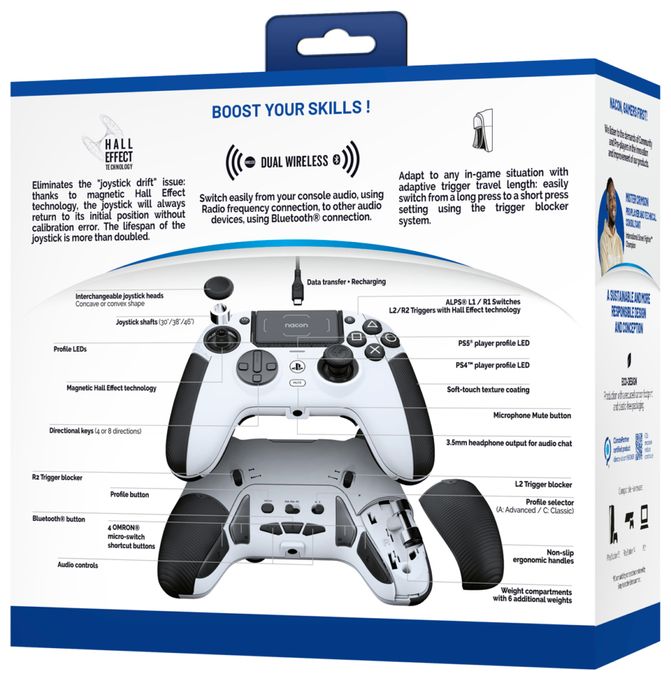 Gamepad für PC, PlayStation PS4, PlayStation PS5  Revolution 5 Pro (Schwarz, Weiß) 