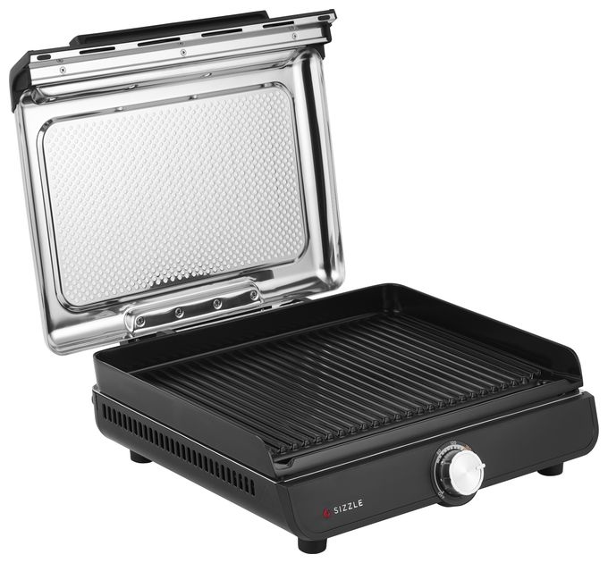 1 Zone(n) 1450 W mit 233 x 355 mm Fläche  GR101EU Sizzle Grillplatte + Plancha (Schwarz) 