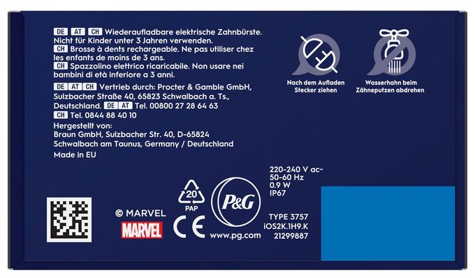 Rotierende Zahnbürste für Kinder  iO Kids 6+ Spiderman (Schwarz) 