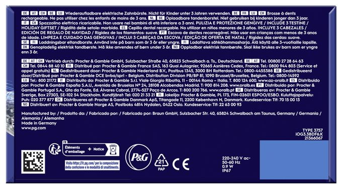Rotierende-vibrierende Zahnbürste für Erwachsene  iO Series 3 Geschenkedition (Schwarz) 