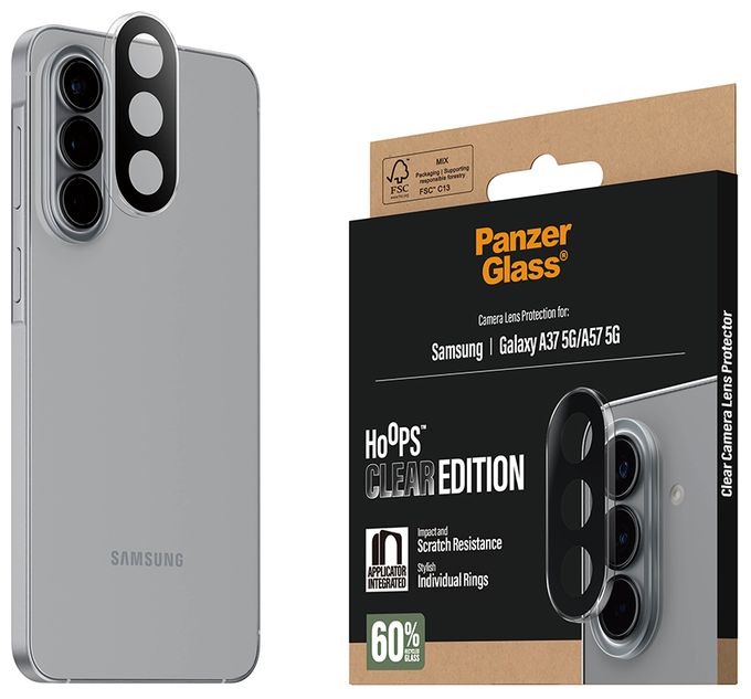 Klare Bildschirmschutzfolie Silikon für  Samsung Samsung - Galaxy A37 5G, Samsung - Galaxy A57 5G Kratzresistent, Schockresistent 16928 Hoops Kameraschutz 