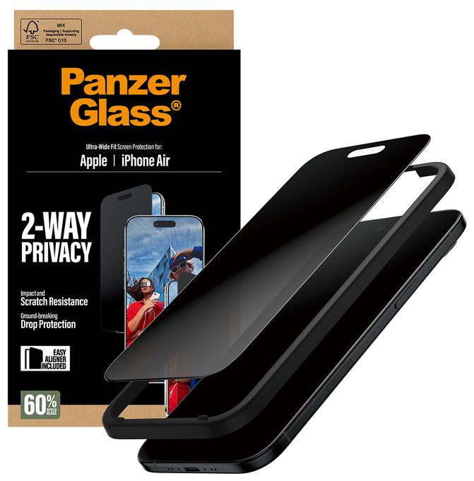 Klare Bildschirmschutzfolie Gehärtetes Glas, Polyethylenterephthalat, Silikon für  Apple Apple - iPhone Air Kratzresistent, Schockresistent 74944 2-Way Privacy 