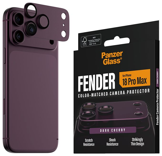 PanzerGlass® Fender Kameraschutz Dark Cherry iPhone 18 Pro Max 