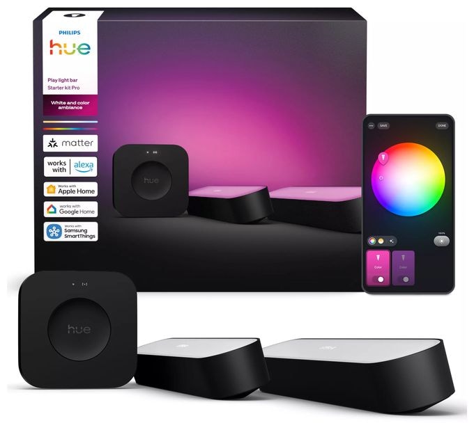Set für intelligente Beleuchtung Multi Hue Starter-Set: 2 Play Lightbars + Hue Bridge Pro 