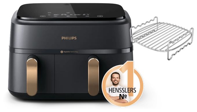 Doppel Heißluftfritteuse 9 l 2750 W  Series 3000 NA352/04 (Schwarz, Kupfer) 