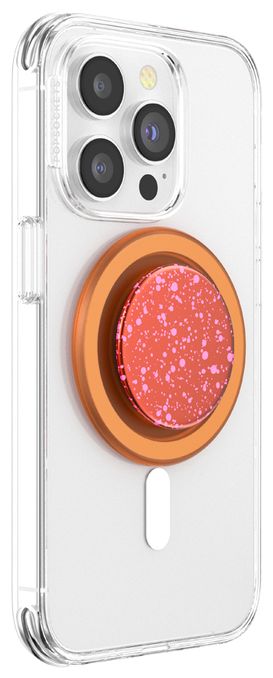 Fingerring  PopGrip Aluminum Clay Speckle (Orange, Rot) 