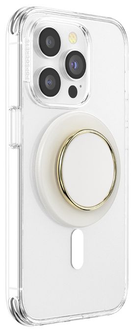 Fingerring für Apple iPhone 12+  PopGrip MagSafe Luxe Coconut Creme Enamel (Cremefarben, Gold) 