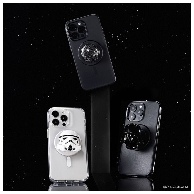 Fingerring für Apple iPhone 12+  PopGrip MagSafe Enamel Death Star (Schwarz) 