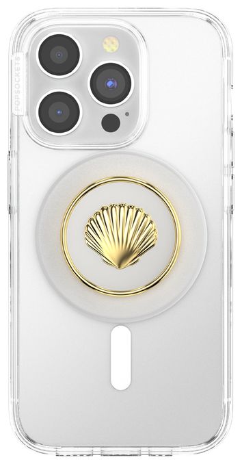 Fingerring für Apple iPhone 12+  PopGrip MagSafe Venus White Enamel (Gold, Weiß) 