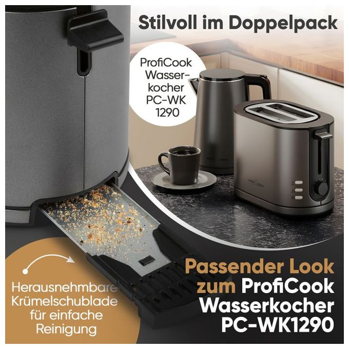 Toaster 950 W 2 Scheibe(n)  PC-TA1291 (Anthrazit) 