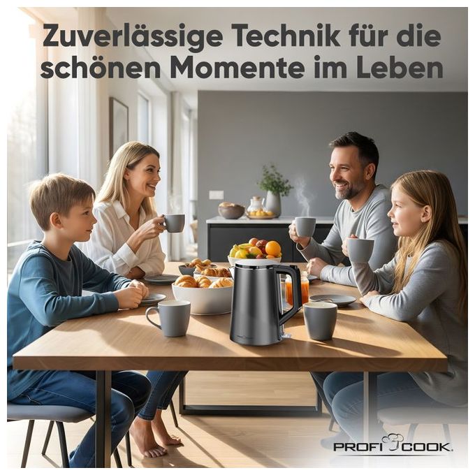 1,5 l Wasserkocher 2200 W  PC-WK1290 (Anthrazit) 