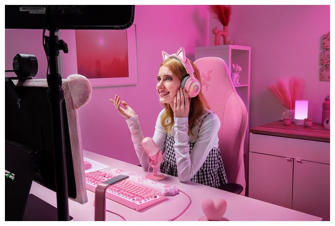 Over Ear Bluetooth Kopfhörer kabelgebunden&kabellos 70 h Laufzeit USB Typ-A  Kraken Kitty V3 Pro (Rose) 