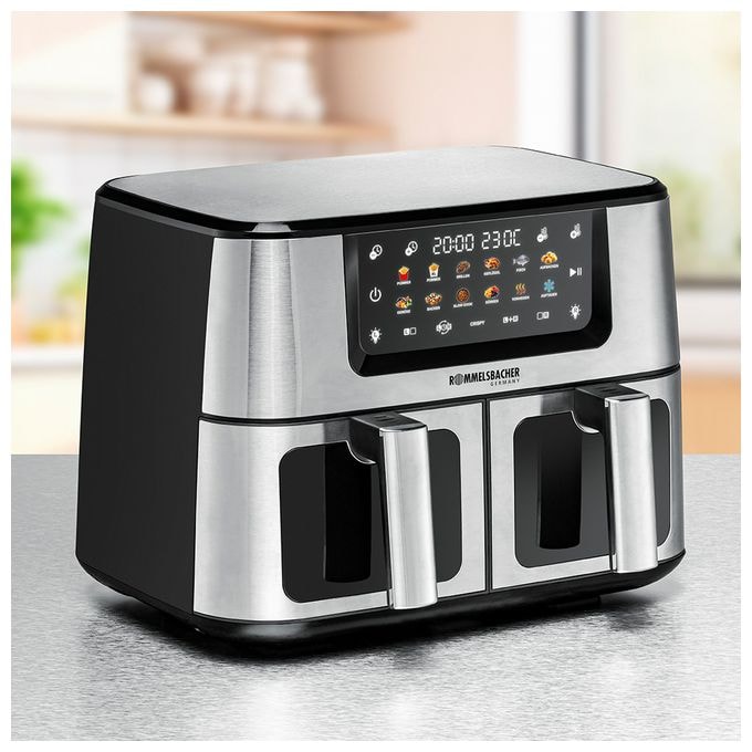 Doppel Heißluftfritteuse 5,5 l 2700 W  FRH2650 (Schwarz, Edelstahl) 