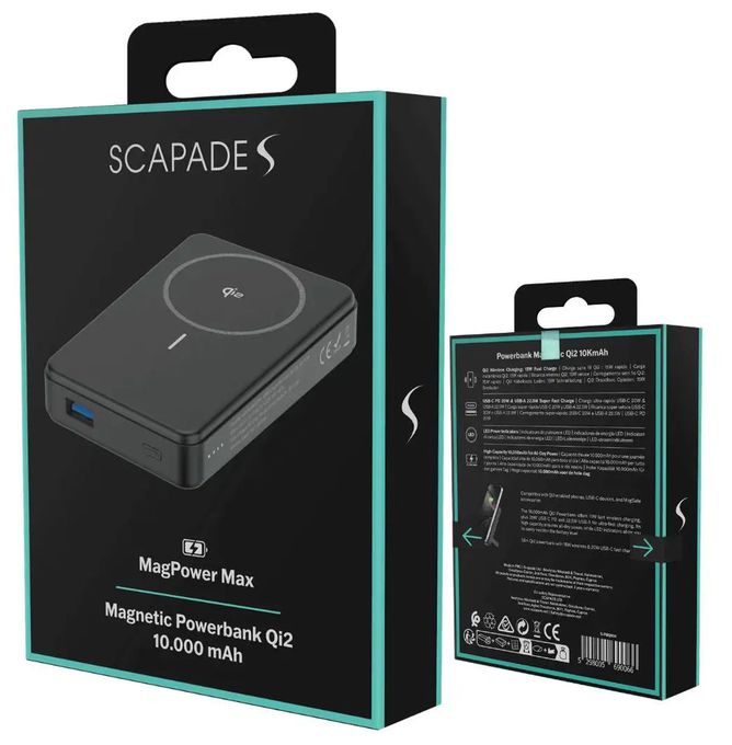 10000 mAh Powerbank USB Typ-C Kabelloses Laden  MagPower Max (Schwarz) 