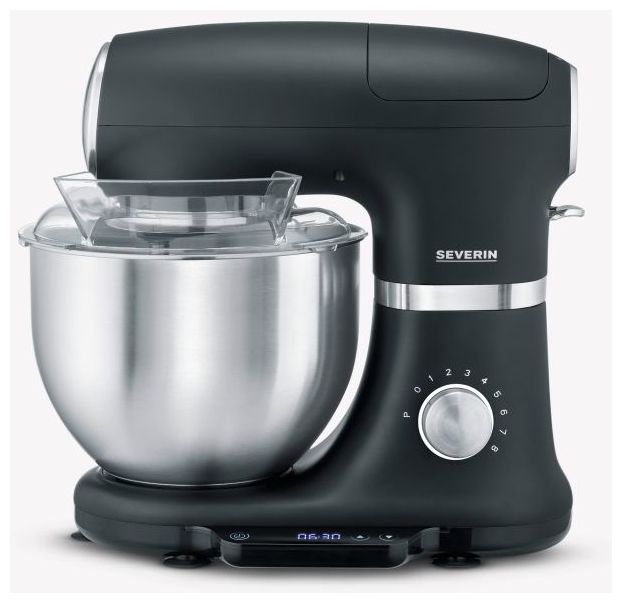 1000 W Küchenmaschine 5,5 l mit Waage  KM3898 (Schwarz, Silber) 