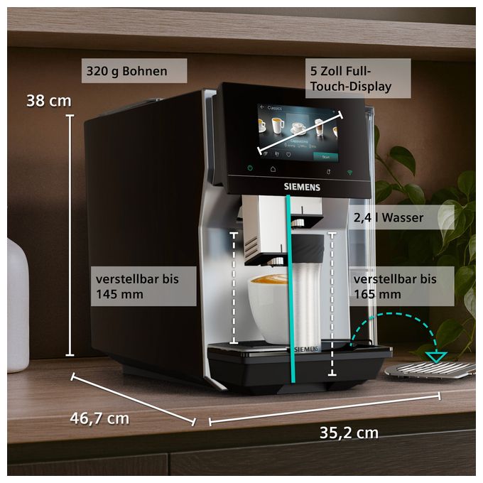 Kaffeevollautomat 19 bar 2,4 l 320 g  EQ700 TP725EM7 (Schwarz, Silber) 