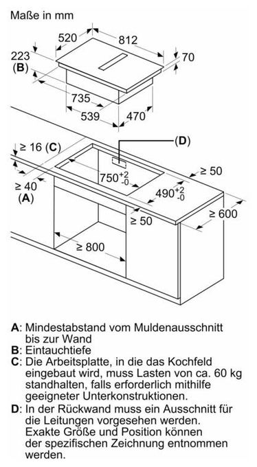80 cm Induktionskochfeld 4 Kochzonen mit integriertem Dunstabzug iQ700 EX87BNGA7 (EX87BNX68E + HZ9VDSB2) autarkes 