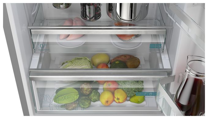 311 l / 129 l Kühl-Gefrierkombi freistehend NoFrost 142 kWh Jahr  iQ300 KG49NVIBG (Edelstahl) 