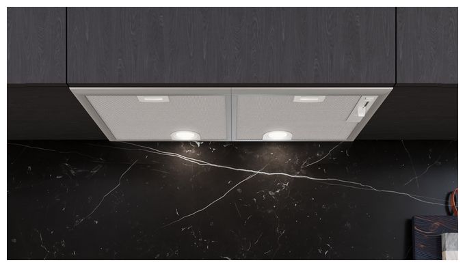 Abluft/Umluft Dunstabzugshaube/Esse Einbau 73 cm (Metallisch, Silber) iQ300 LB75566 Lüfterbaustein 