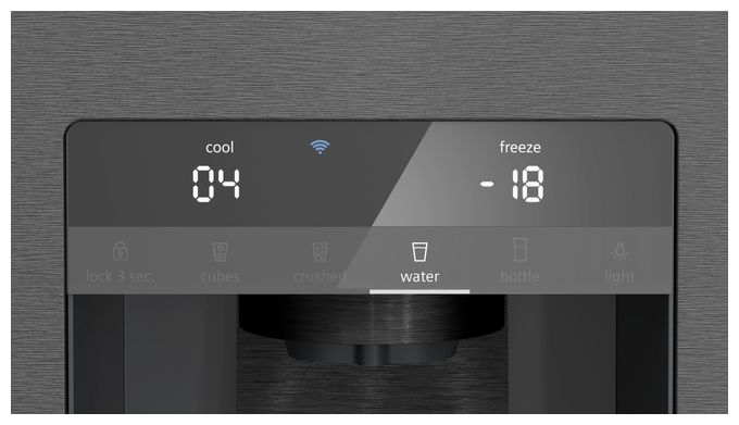 Side-by-Side Kühl-/ Gefrierkombination 375 l / 199 l 327 kWh NoFrost 1830 mm x 905 mm  iQ500 KF96DAXEA (Schwarz, Edelstahl) 