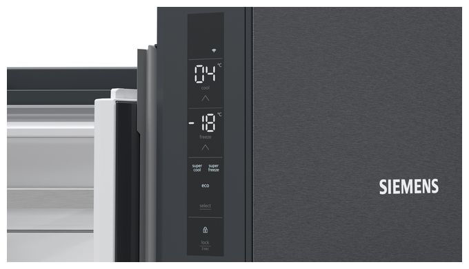 Side-by-Side Kühl-/ Gefrierkombination French Door 405 l / 200 l 333 kWh NoFrost 1830 mm x 910 mm  iQ500 KF96NAXEA (Schwarz, Edelstahl) 