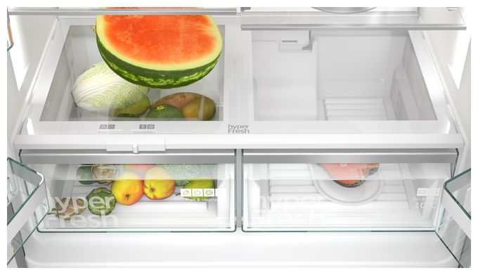 Side-by-Side Kühl-/ Gefrierkombination French Door 375 l / 199 l 327 kWh NoFrost 1830 mm x 905 mm  iQ700 KF96DPXEA (Grau) 