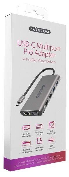 Sitecom 6 in 1 USB-C LAN Multiport Adapter