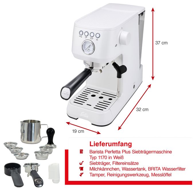 Siebträger Kaffeemaschine 15 bar 1700 W  1170 Barista Perfetta Plus (Weiß) 