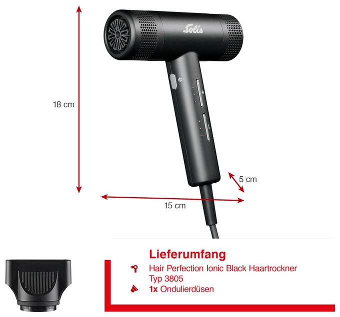 Haartrockner 1600 W  3805 Hair Perfection (Schwarz) 