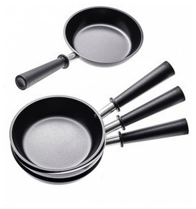  S0186 4-teiliges Wok Set für Tischgrills (Schwarz) 