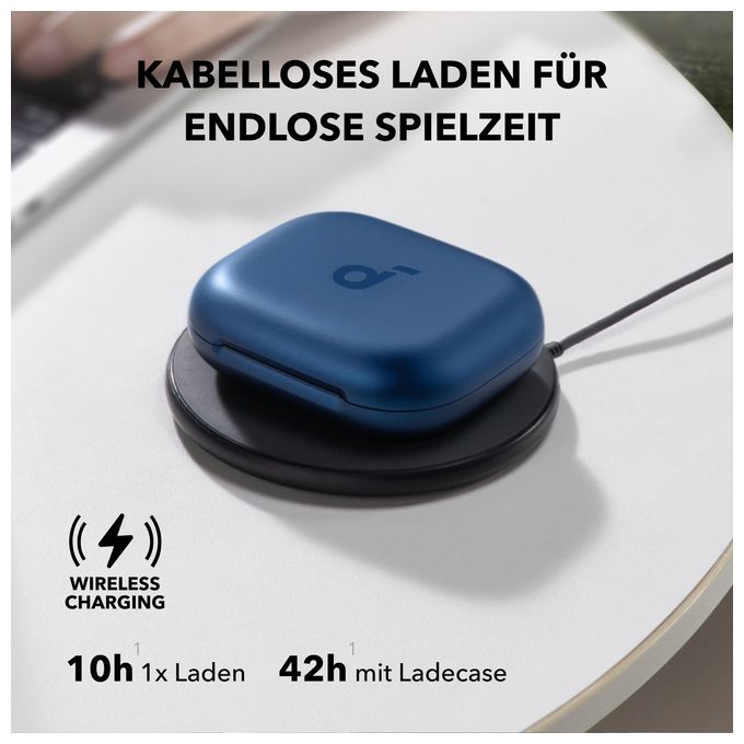 Ohraufliegender Bluetooth Kopfhörer kabellos 10 h Laufzeit IP55 USB Typ-C  Aerofit 2 (Blau) 