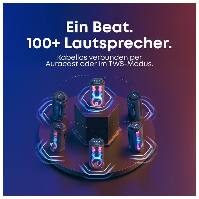 200 W Bluetooth Lautsprecher IPX4 Laufzeit bis 12 h  Rave 3S (Schwarz) 