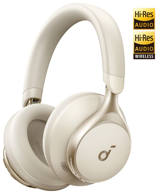 Ohraufliegender Bluetooth Kopfhörer kabelgebunden&kabellos  Space One (Cremefarben) 